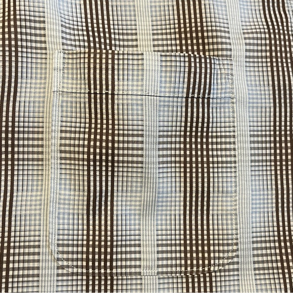 XL Tommy Bahama Flip Cuff Button Down Blue and Brown plaid shirt - Picture 11 of 13